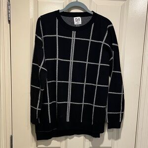 PLANET by Lauren G. Black & cream rope design sweater, OS
